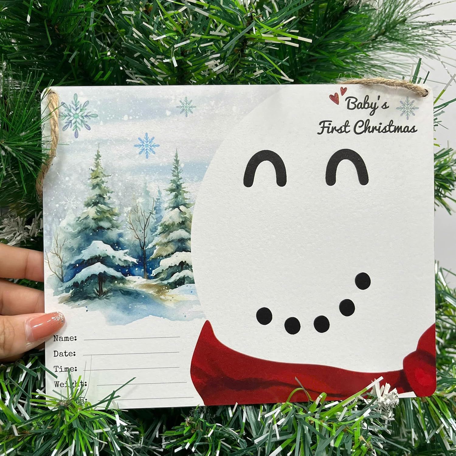 DIY Babys First Christmas Keepsake Sign with Orange Nose Snowman