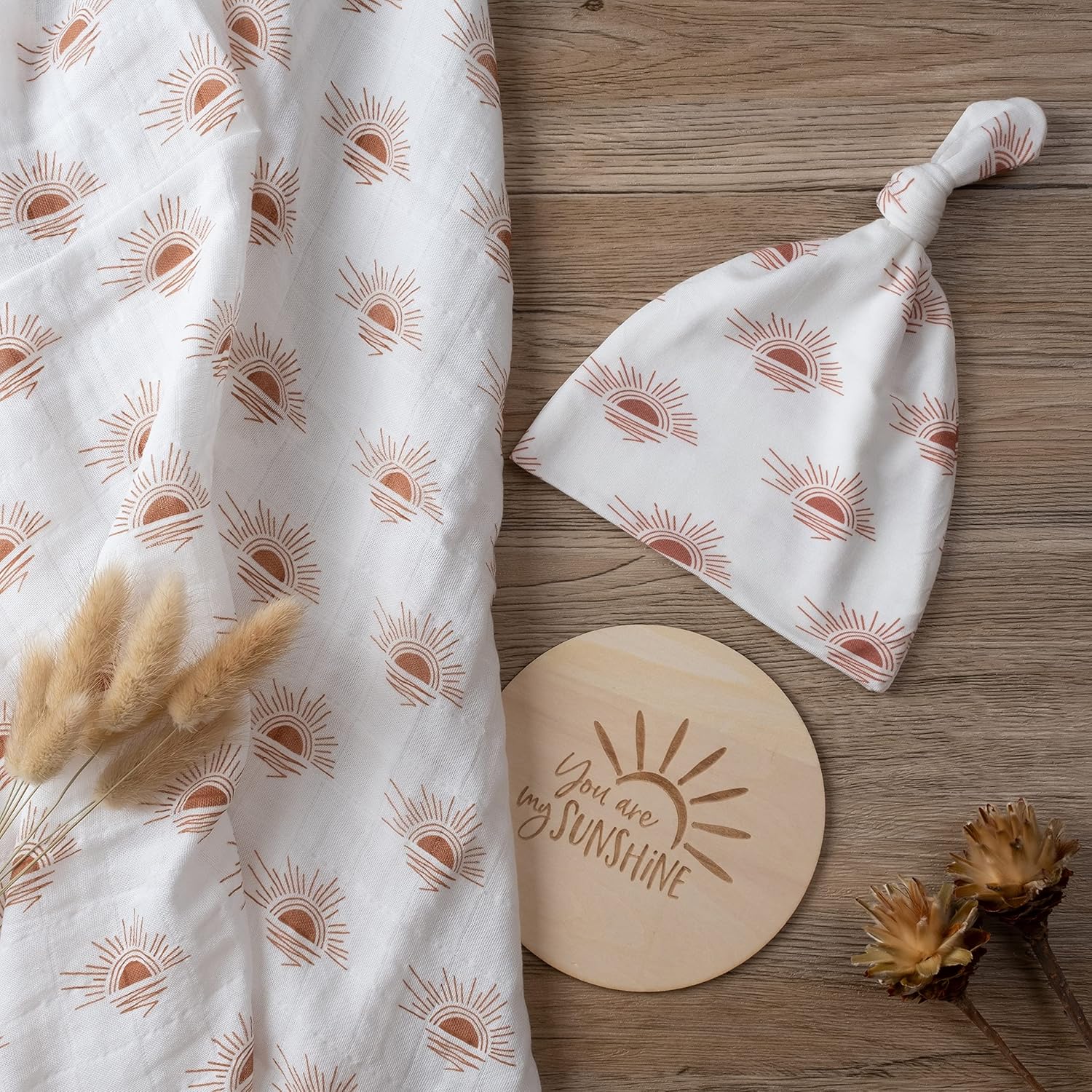 Miaoberry Organic Cotton Baby Muslin Swaddle Blanket Set