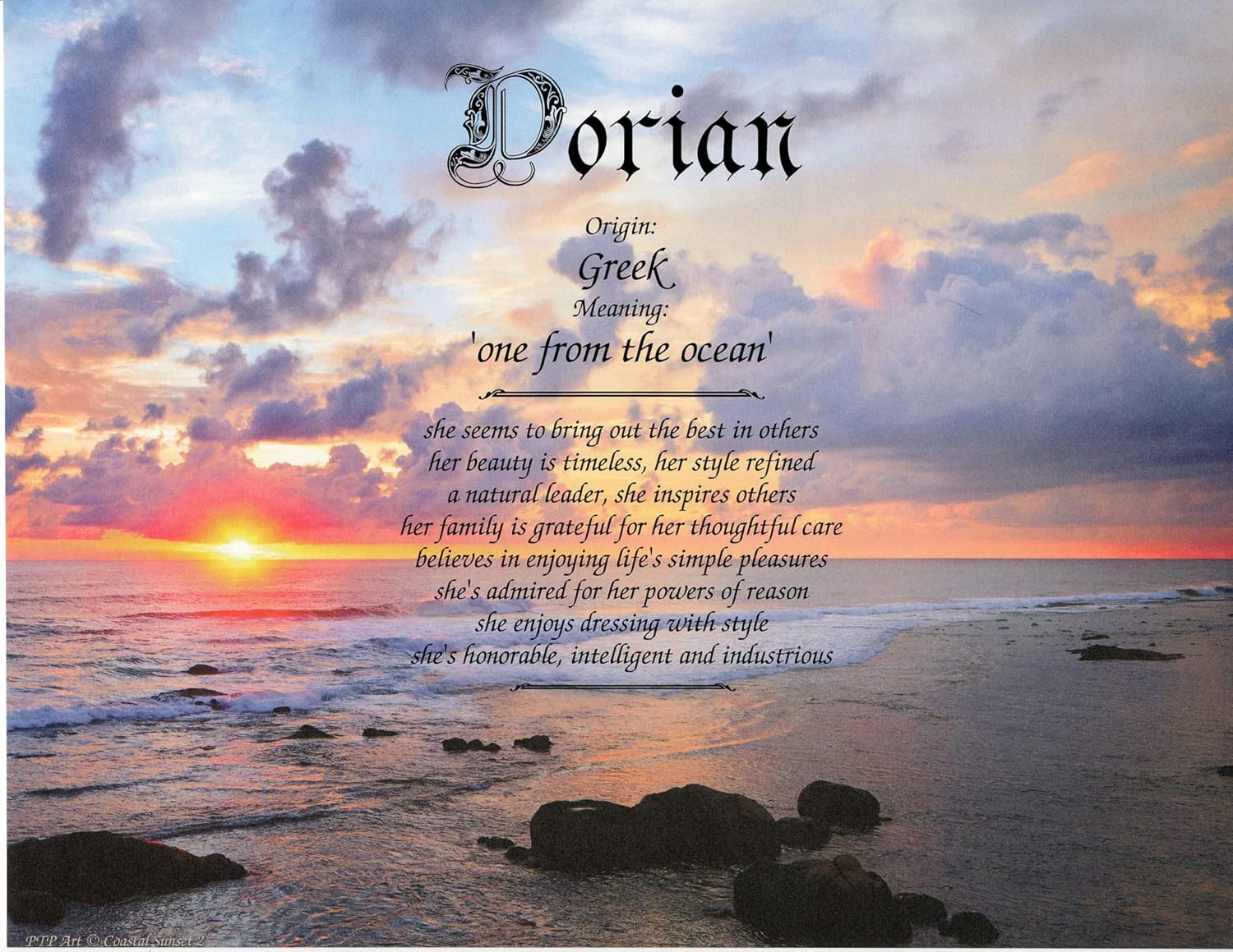 Coastal Sunset Personalized First Name Keepsake Print 85 x 11 1