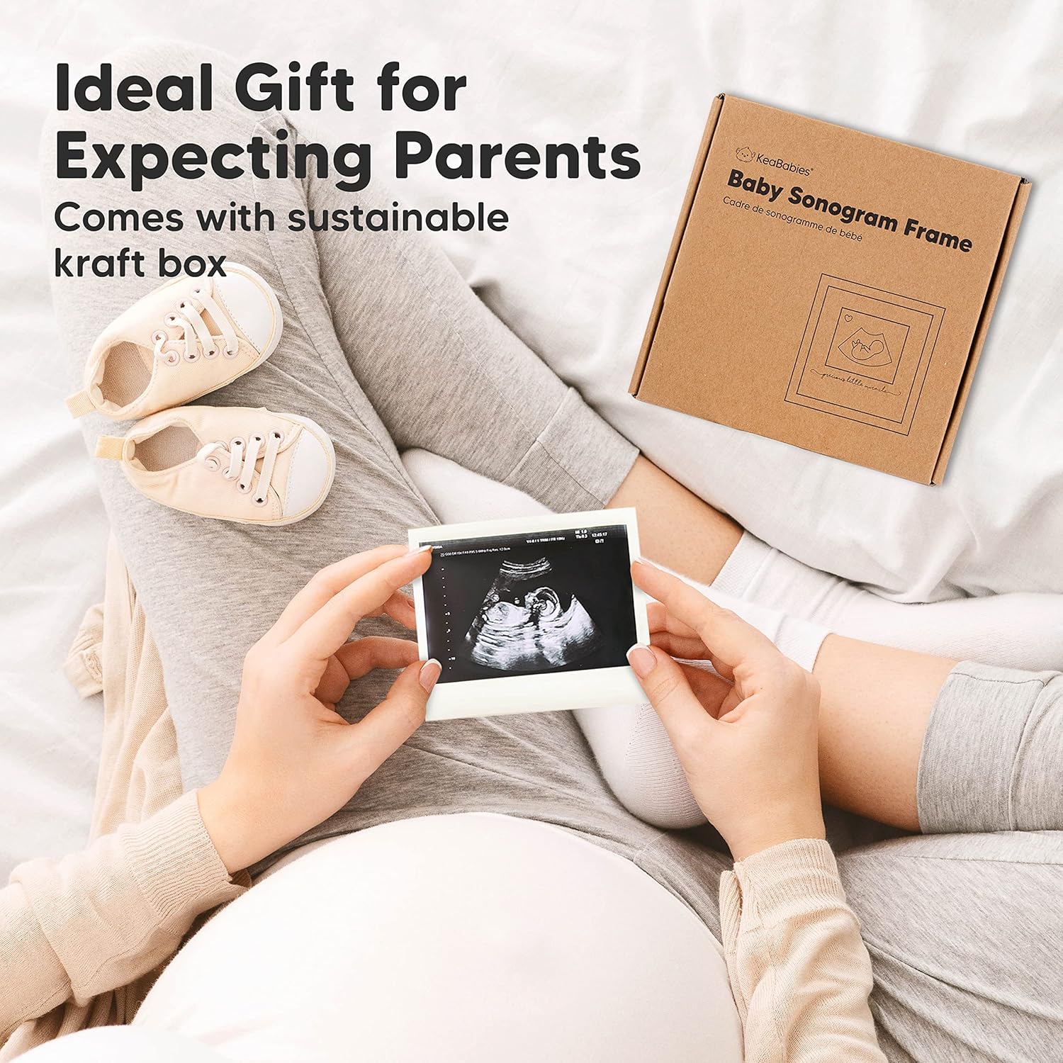 KeaBabies 4-Pack Inkless Hand Footprint Kit - Modern Sonogram Frame with Gift Box