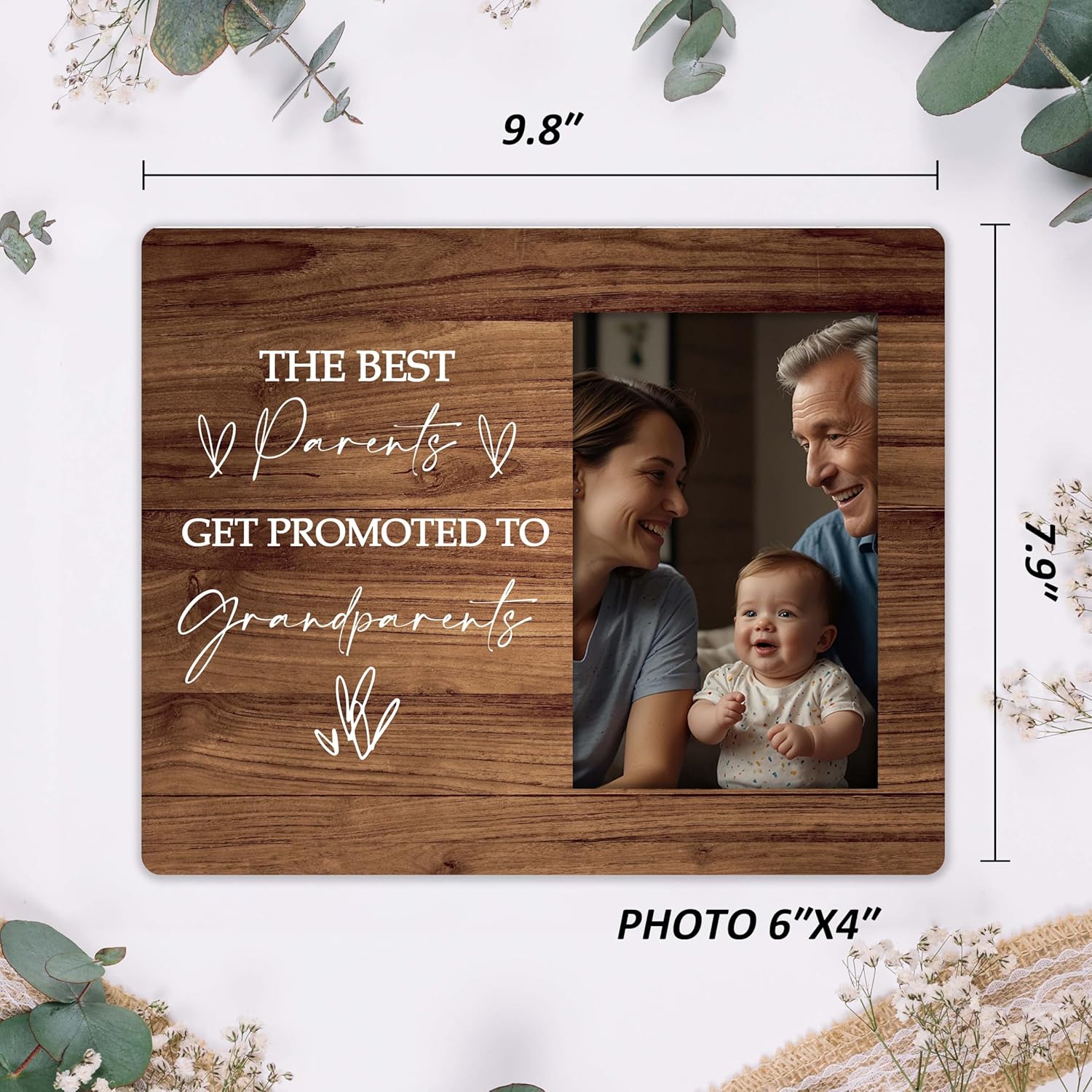 First Time Grandparents Gifts with Baby Photo Frame 4x6 Wall Mount Table Top