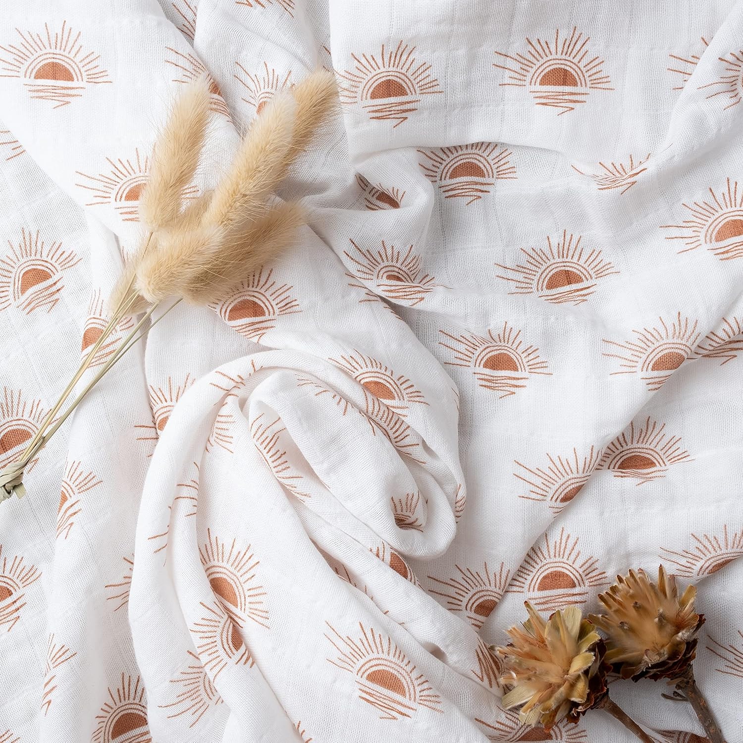 Miaoberry Organic Cotton Baby Muslin Swaddle Blanket Set
